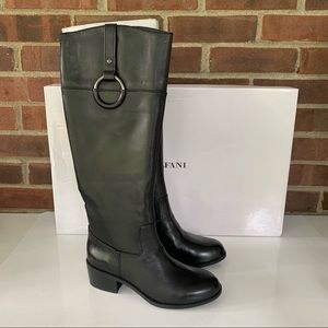 Alfani Briaah Black Leather Block Heel Knee High Riding Boots Women's US 5 M